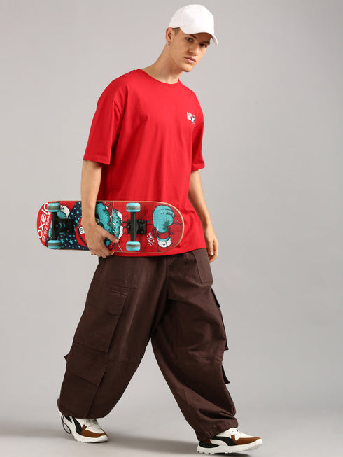 Red Oversized Printed T-shirt